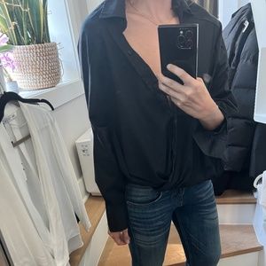ZARA - Asymmetrical Black Button Down